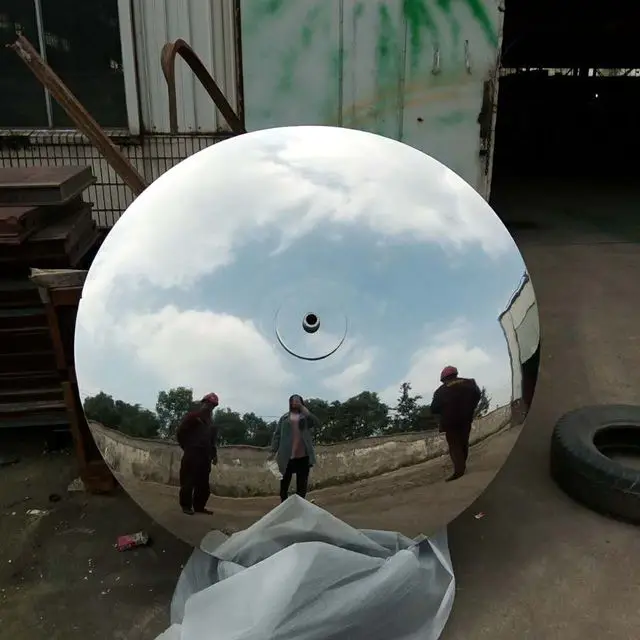 Modern wall art concave dish mirror polished garden statue home decoration window display metal craft sculpture factory supply