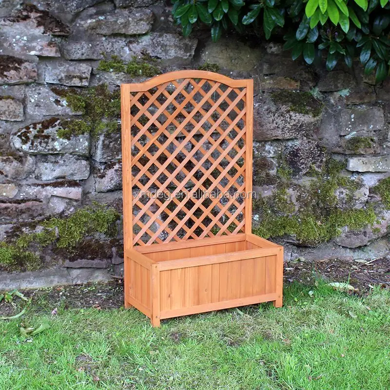 
Wooden Rectangle Planter with Lattice Trellis 