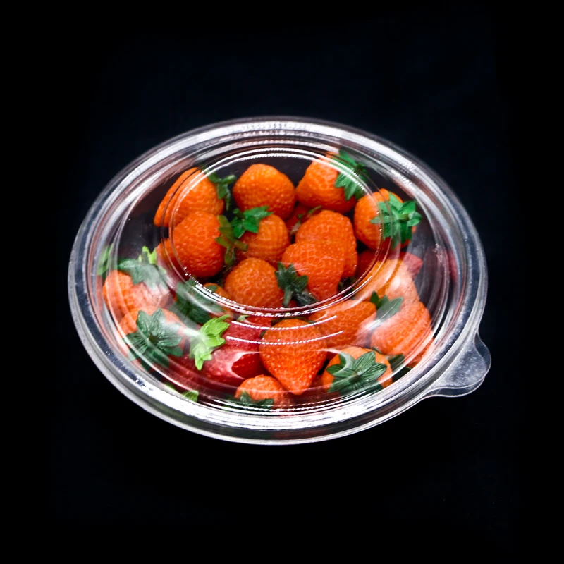 plastic disposable clear vegetable cut salad bowl with lid