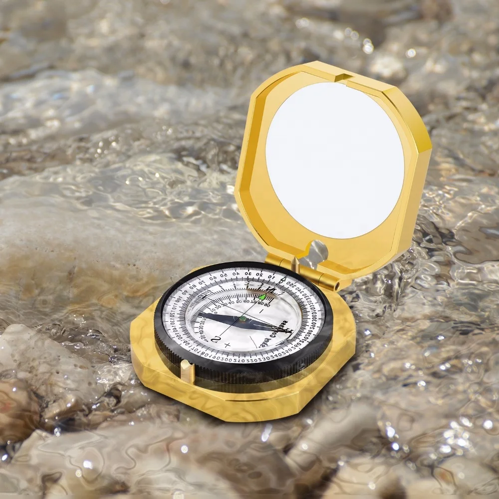 Профессиональный латунный компас для путешествий с фабрики, карманный призматический магнитный компас для кемпинга, компас брюнтон для продажи с OEM обслуживанием