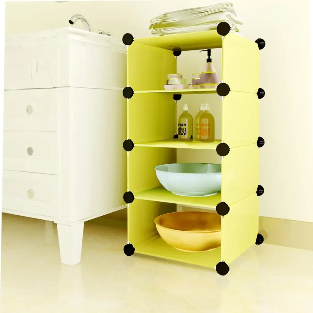 Cube DIY Modular Storage Rack Closet Organizer Bathroom Plastic Cabinet For Laundry