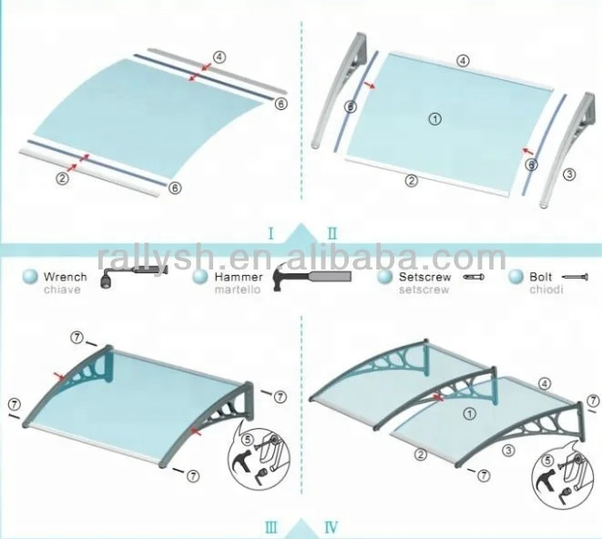 Навес из закаленного стекла из нержавеющей стали