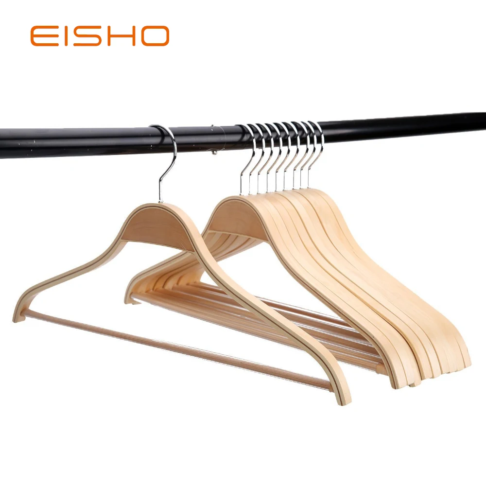 Eisho Heavy Solid Broad Shoulder Anti-slip Wooden Laminated Wall Kids Hair Hanger