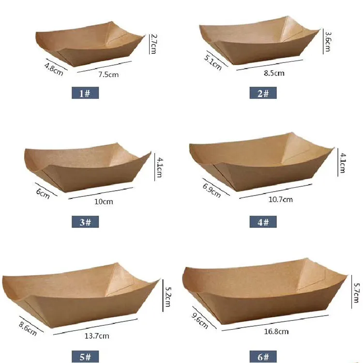 Boat shape disposable custom printed paper food tray