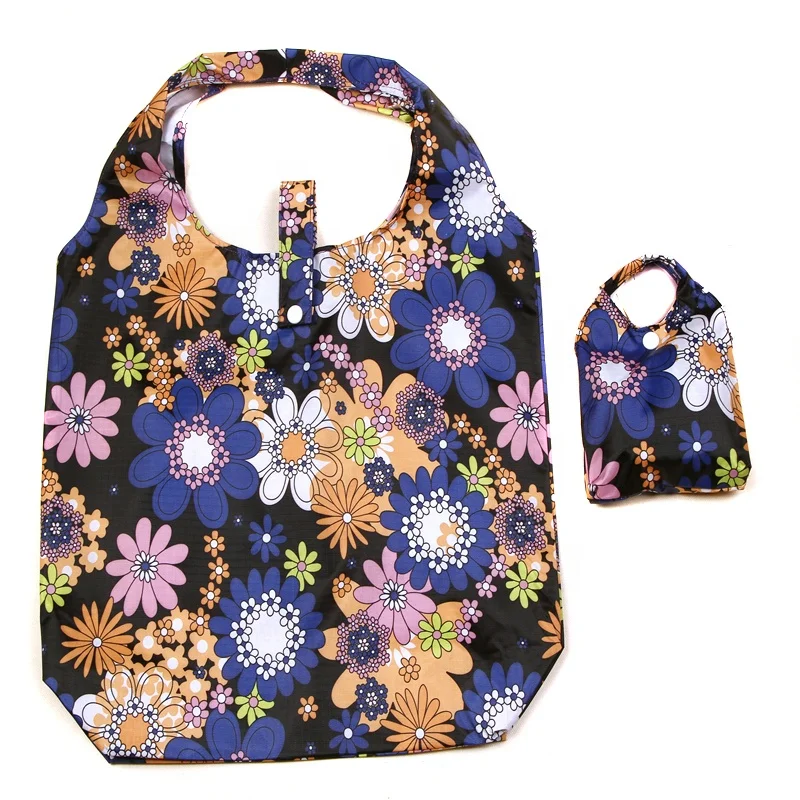 
Custom printed tote bag floral for woman promotional recycle Foldable tote bag eco friendly supermarket shopping bag suppliers 