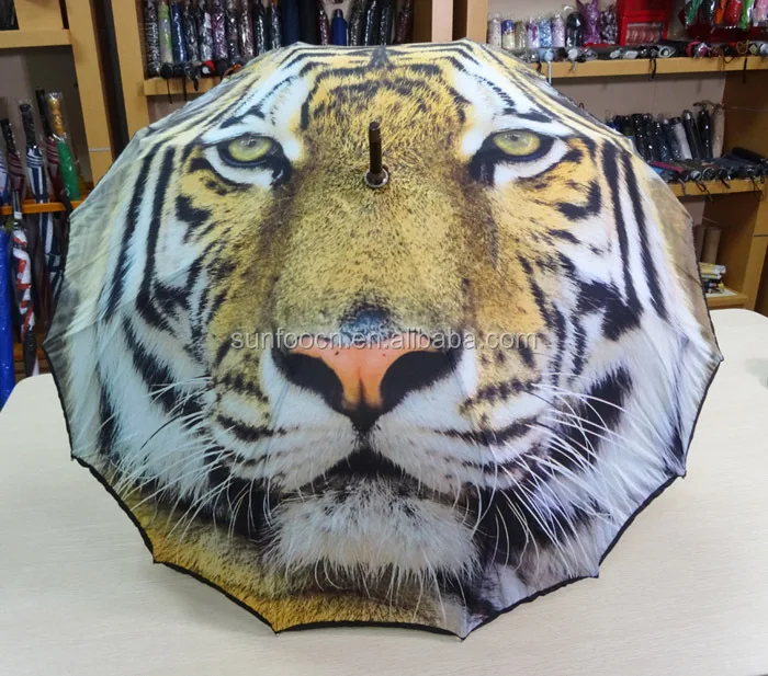 23 inches 16 ribs auto opening one oice canopy tiger umbrella with fiberglass frame