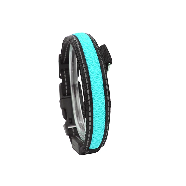 Custom logo adjustable usb rechargeable led nylon pet dog collar
