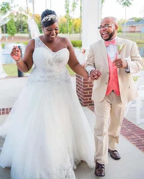 Big Size One Shoulder Formal Hand Beaded Wedding Dresses for Black Women
