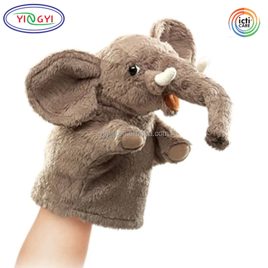 A238 серый зоопарк, друзья, Ручные куклы, слон, плюшевые животные, игрушка, Пальчиковый театр, слон, марионетка