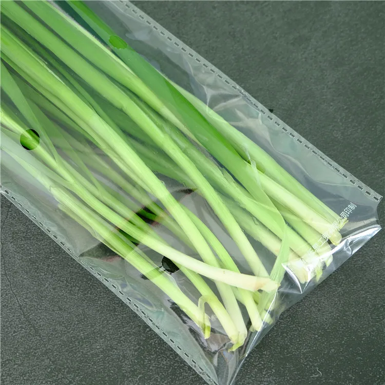 Custom size Transparent Eco-friendly Heat Seal Sealing punch hole BOPP anti- fog packaging pouch fruit vegetable bag