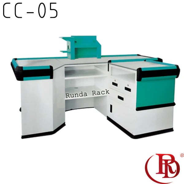 CC-05 High Quality Checkout Counter Shop Interior Decoration Pharmacy Counter Modern Store Display Counter Design Iron Sheet