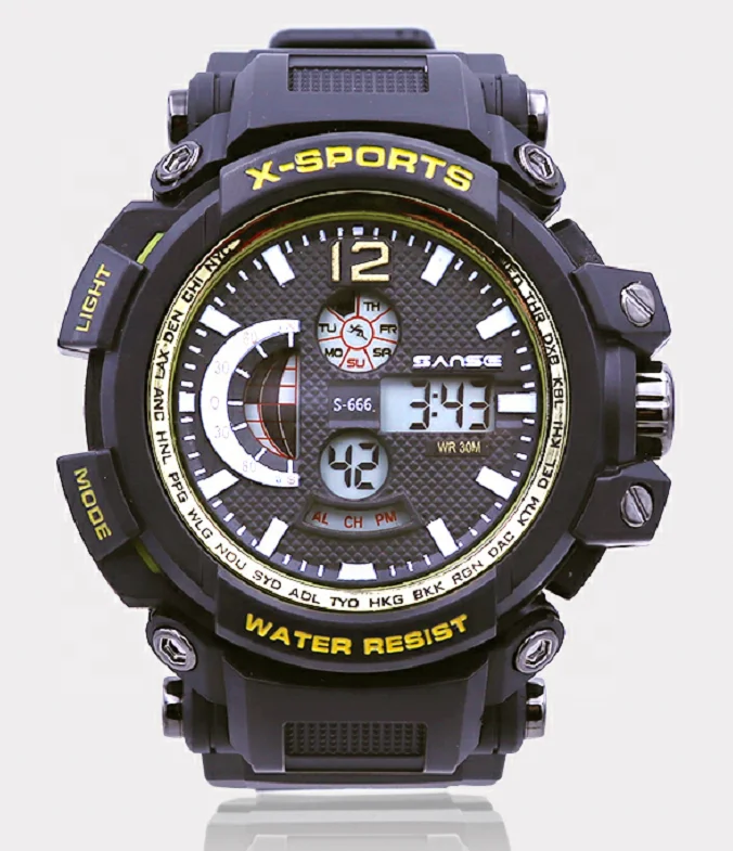 sanse S-666 reloj digital waterproof 30meters stopwatch men sport custom digital watch