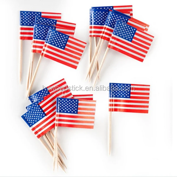 Одноразовая настольная посуда, деревянные зубочистки из березы, персонализированные бумажные флаги для еды