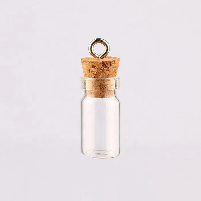 Mini 0.5ml1ml1.5ml2ml glass wishing bottle with plastic wood plug nail accessory sealed container