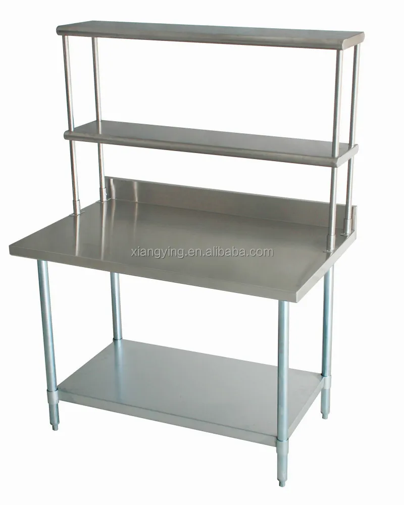NSF Approval 304 403 201 Stainless Steel Kitchen Work Table Double Tier Overshelf/Table Mounted Shelf China Factory Price