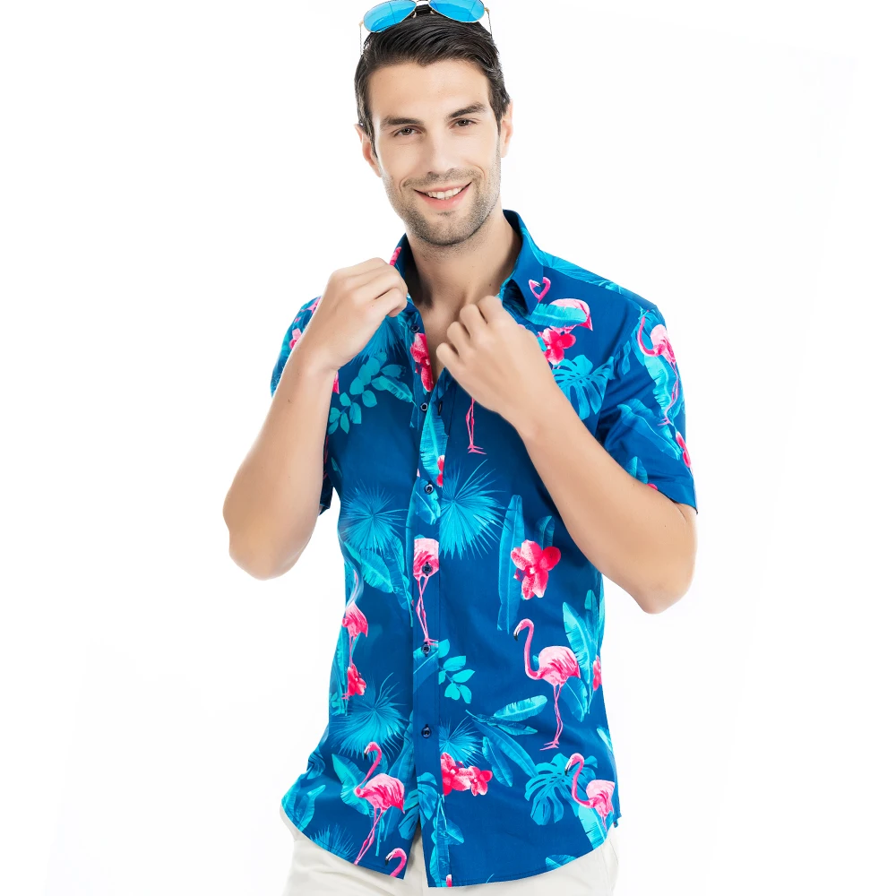 Mens Digital Printed Pattern Wholesale Shirt Plus Size Beach Hawaiian Silk Shirts For Men Custom