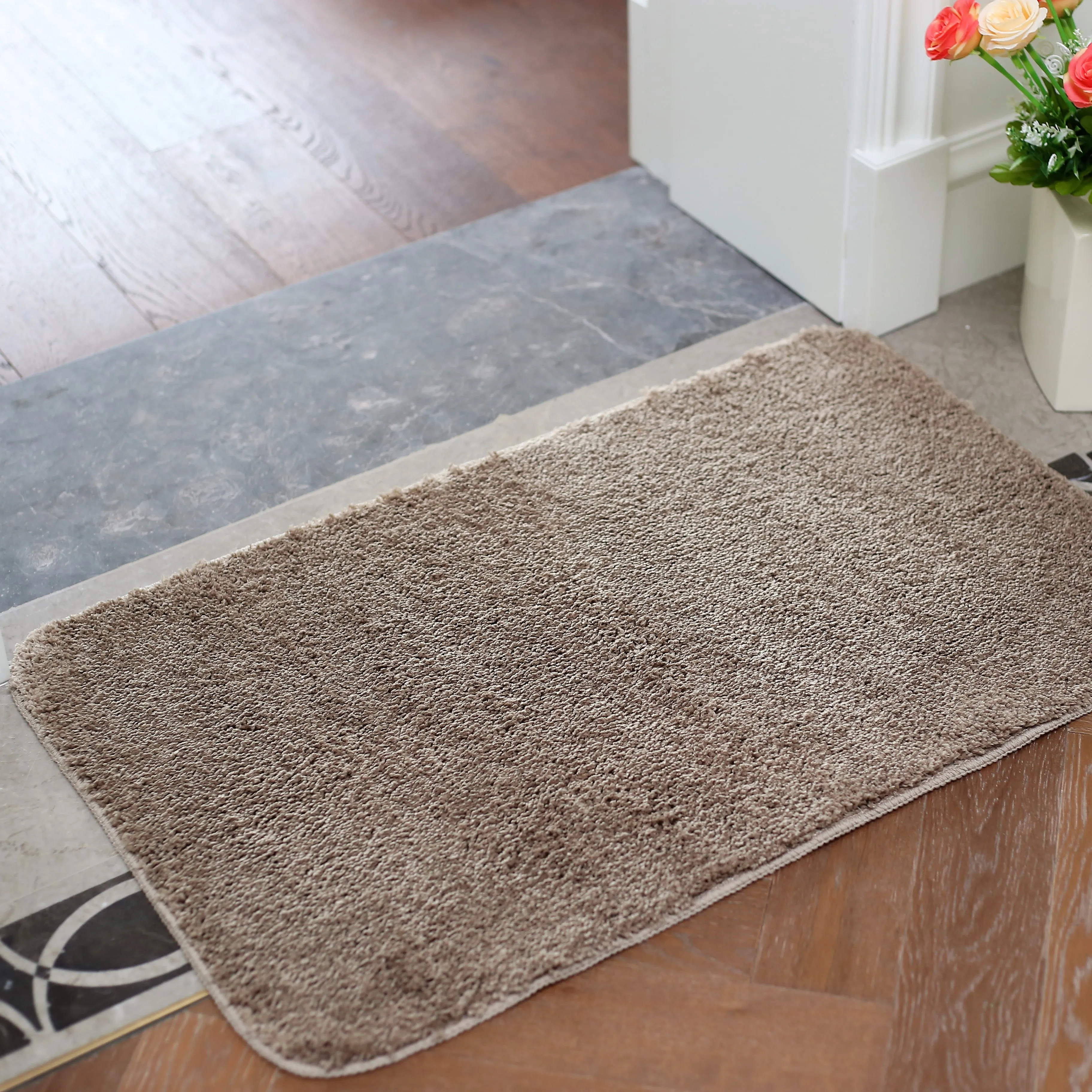 
Thick cozy elbow yarn TPR bottom anti slip press resistant room door carpet kitchen rug floor mat 