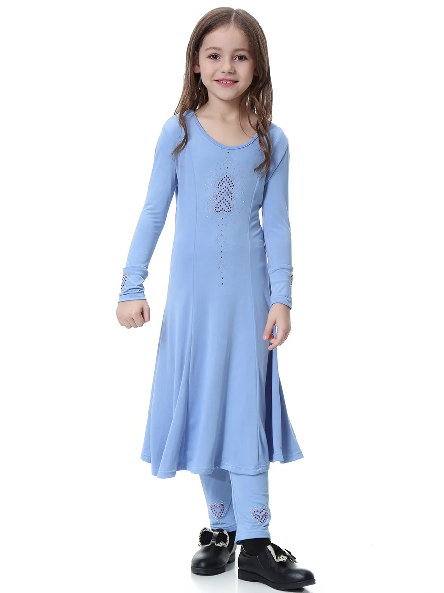 Wholesale simple style dress for muslim girls muslim clothes with dress and pants