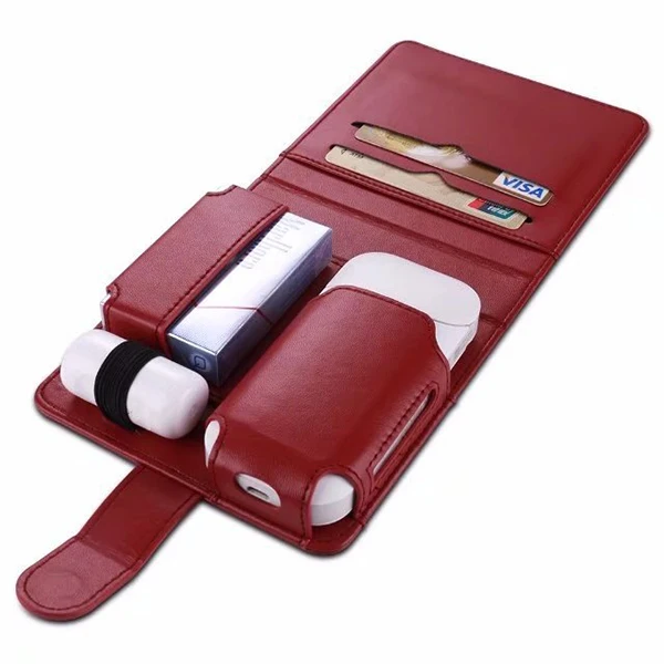 OEM/ODM Best Quality Handmade Weave Flip Leather Wallet Case Cover for IQOS Electronic Cigarette Kits