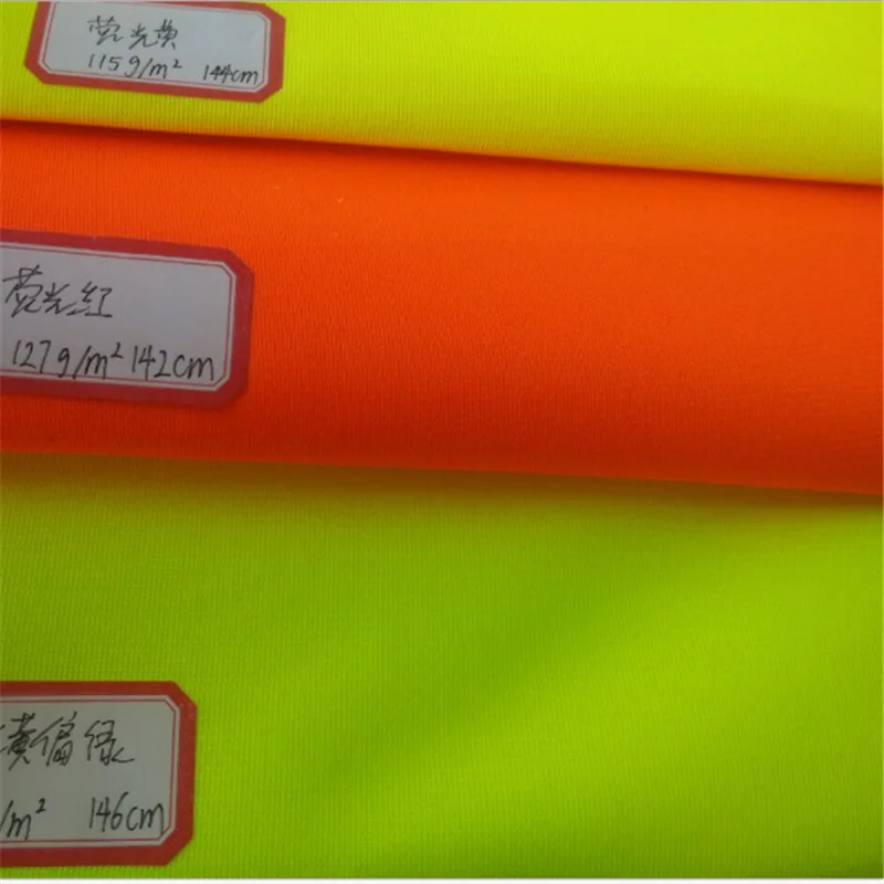 Tricot knitted neon color fabric for reflecting vest