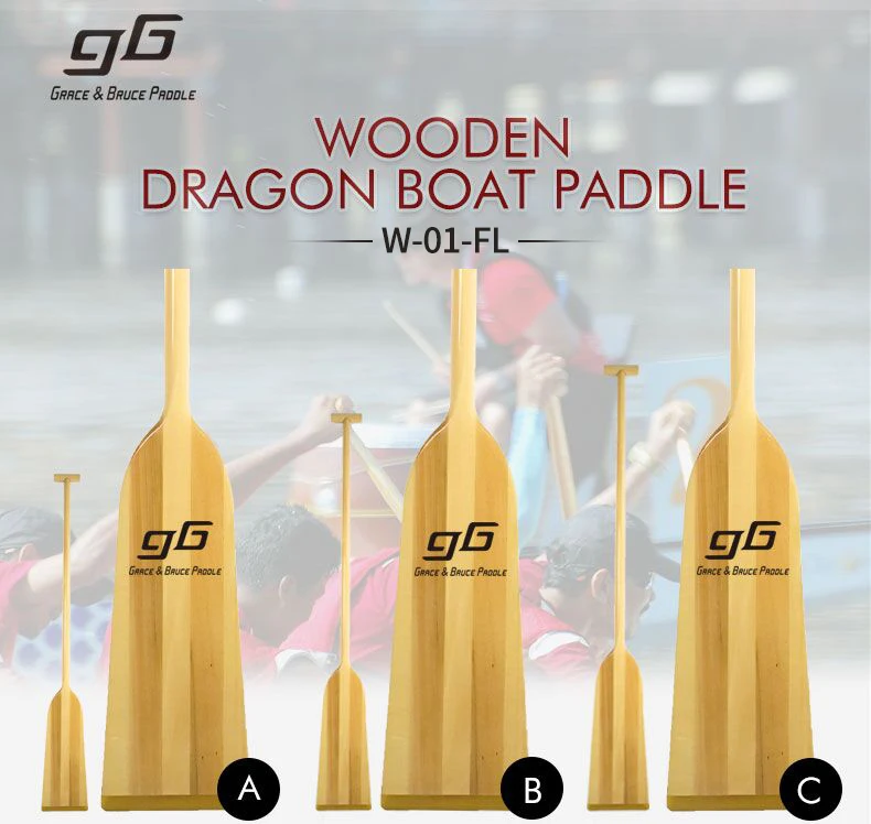 51 Inch Length High Durable Wooden Striated Blade Dragon Boat Paddle for Water Sport Racing