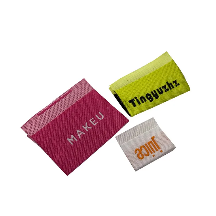 Wholesale Custom Famous Brand Name Logo Centerfold Machine Woven Damask Durable Clothes Labels for Clothing