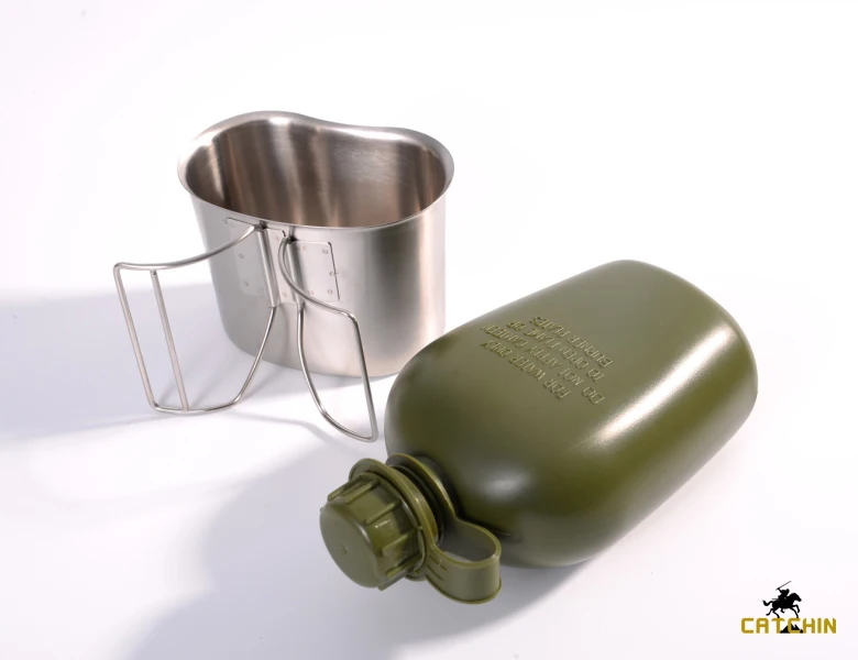 water drinking canteen sets including water bottle and stainless steel cup kettle set