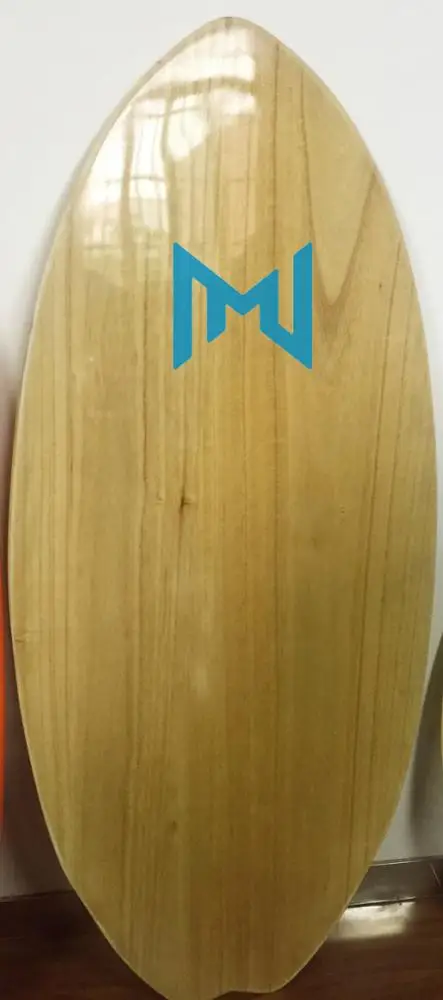 
Wood Skimboard & Wakesurf Board with Deckpad and Fins 