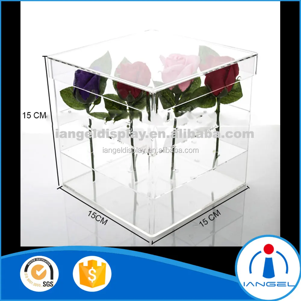 Iangel clear acrylic flower rose box packaging