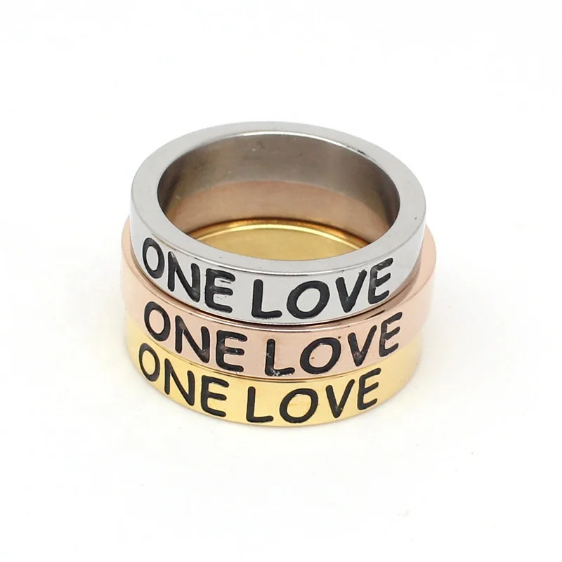 Custom Made Stainless Steel Ring Engraved Text Signet Ring