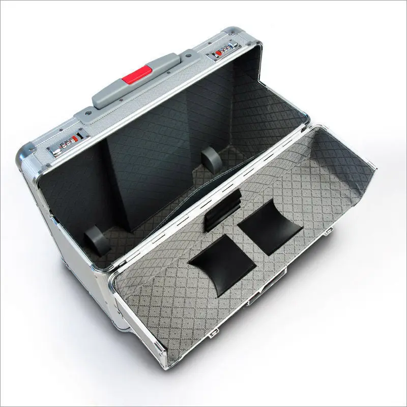 Aluminium Sliver Trolley Pilot Case Business Travel Work Briefcase