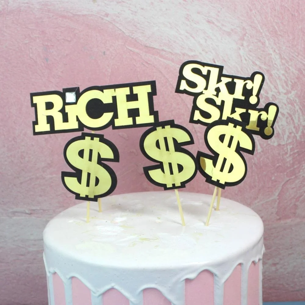 Золотой хип-хоп rap Skr богатый Рэппер рок-торт Топпер для вечеринок Инс Вечеринка день рождения торт украшение чашки топперы