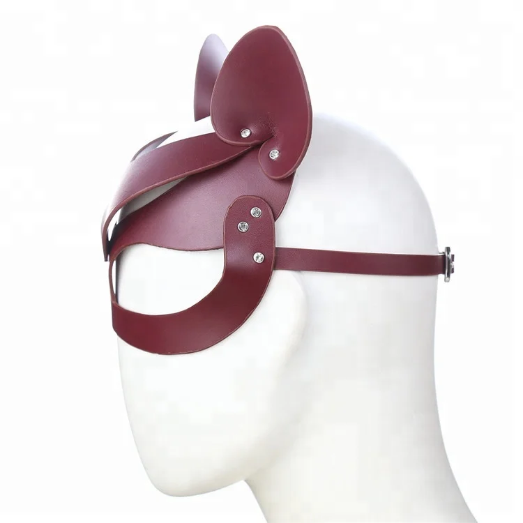 PU Leather Adult Animal Mask For Male Bondage Sex Hood Toys