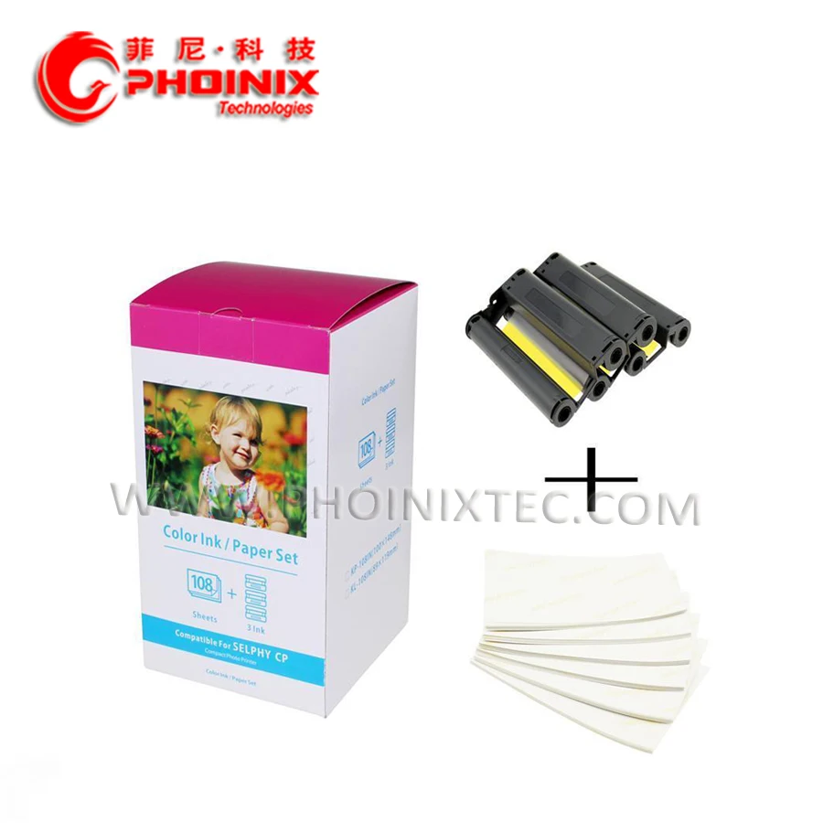 
KP108in Compatible Color Ink And Paper Set for Canon SELPHY ( 3 Ink Cassette + Paper Sets ) CP900/CP910/CP1000/CP1200 