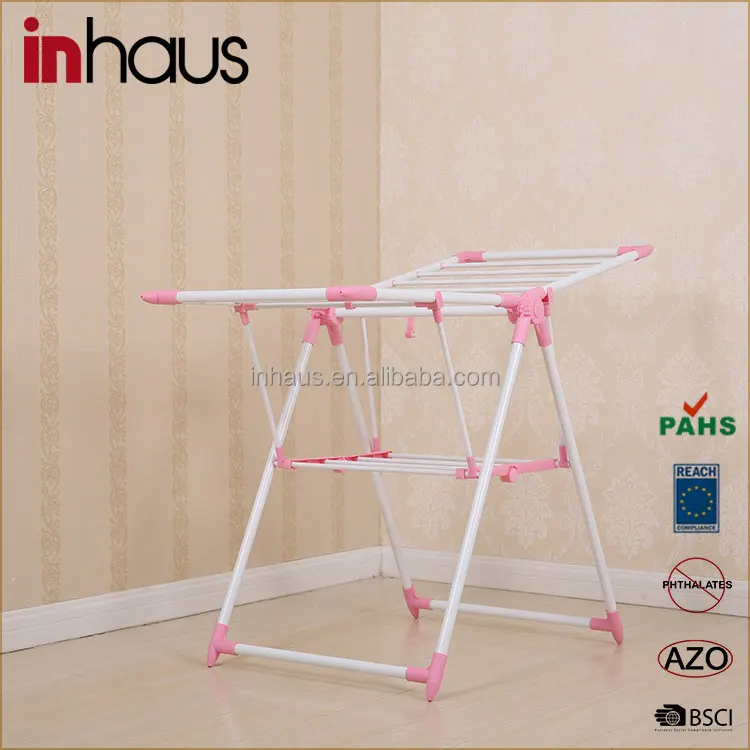 2017 Professional Factory Custom multi-purpose floor stand balcony plastic folding clothes drying rack space saving