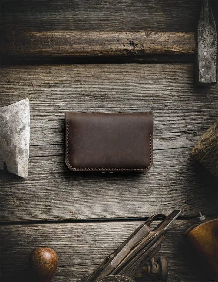 Wholesale retro durable Handmade high quality leather card holder, credit card wallet, business card case