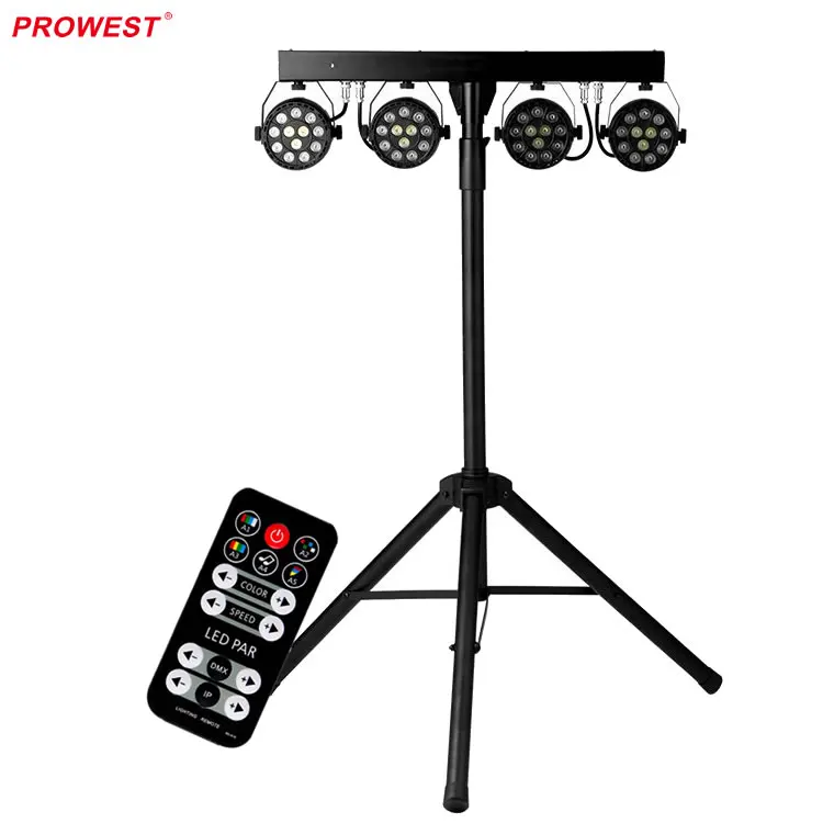 48Pcs 1W LED Par Can Light Sets RGBW LED Bar Stage Light with Triangular Stand Remote Control for Party Light Disco Bar