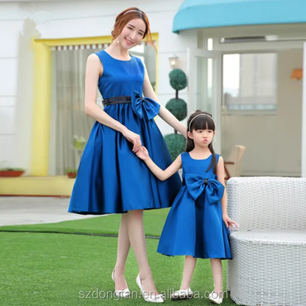 Mom And Daughter Red Dress Summer Clothing For Mother And Daughter Cotton Mixed Dress Girls Pretty Style Print Flowers Dresses