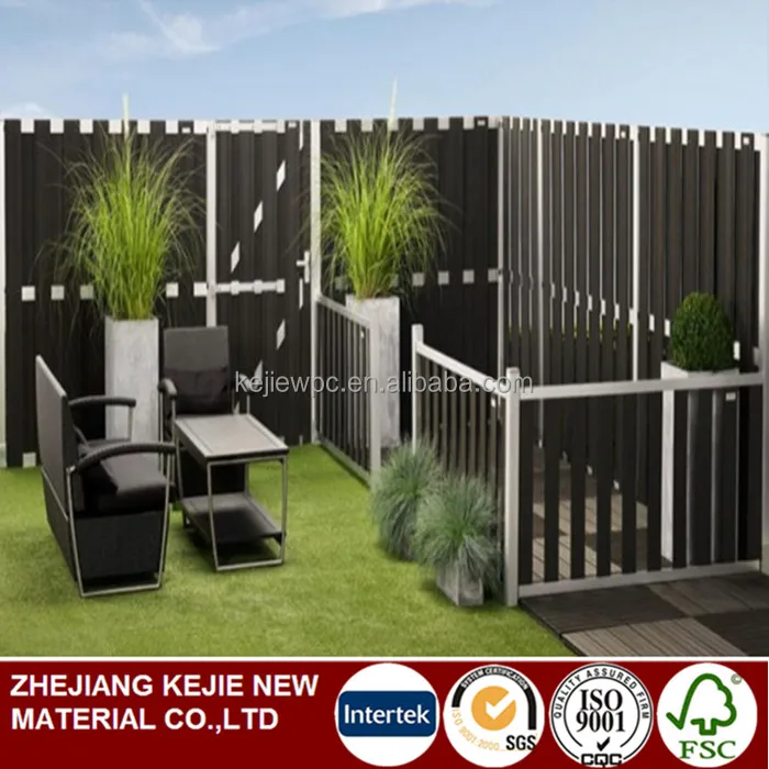 Aluminium Frame Wood Plastic Composite Fence Garden Private Fencing WPC