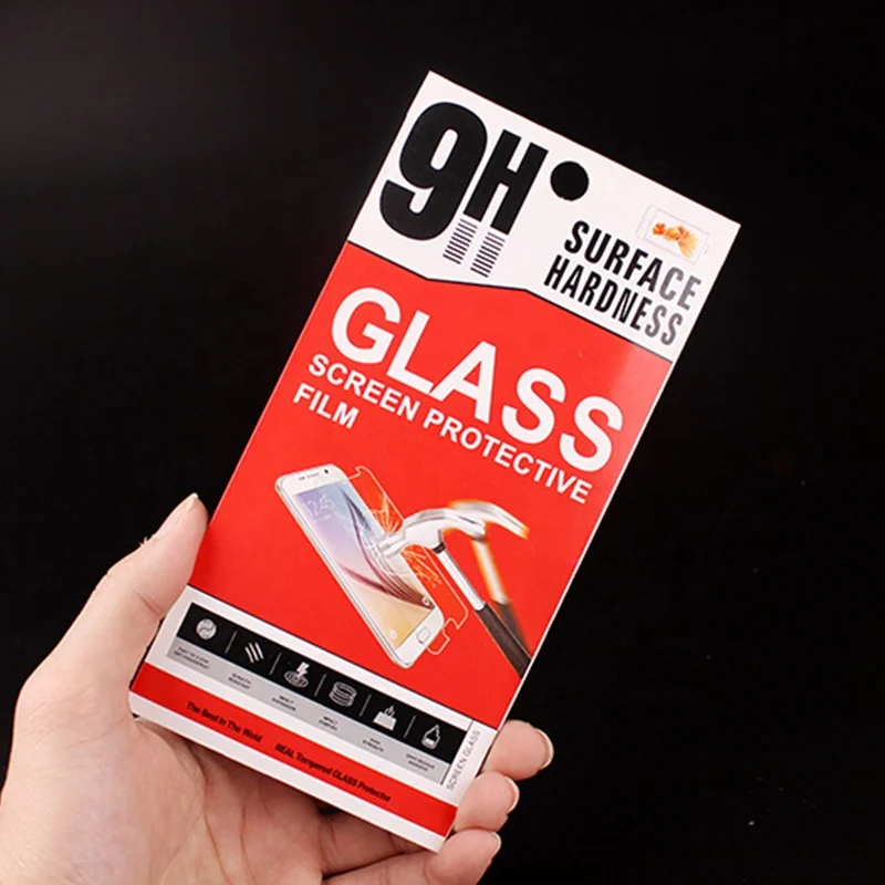 
170gsm art paper universal phone tempered glass screen protector retail packaging box 
