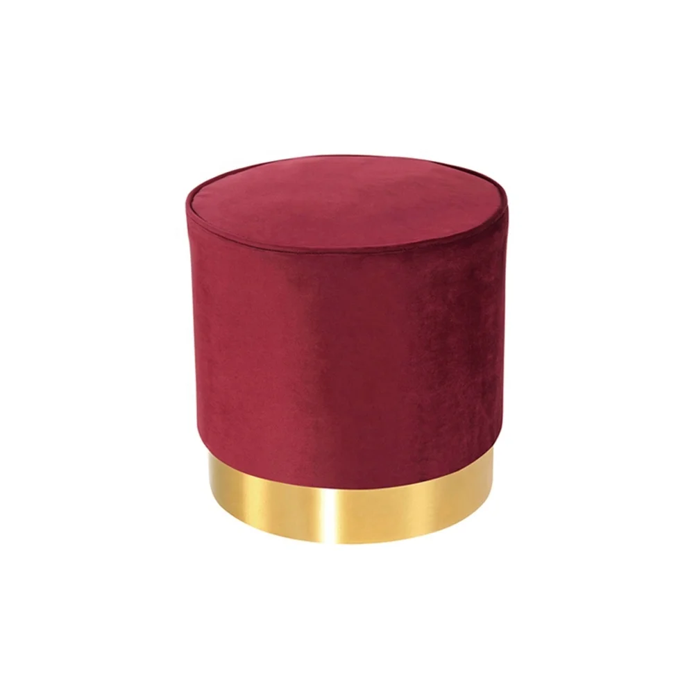 Modern Living Room Shoe Store Furniture Footrest Low Velvet Round Foot Rest Stool