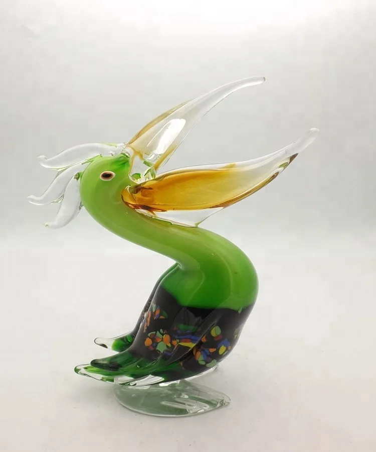 Transparent Color Lubricated Small Murano Art Glass Bird