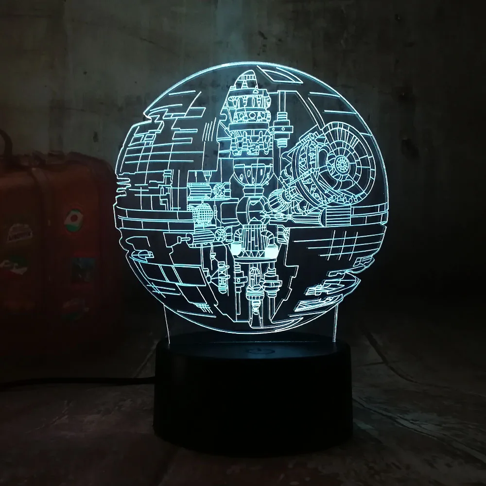 Remote Control Death Star 3D LED Night Light 7 Color Sleep Table Lamb Luminaria Decoration Holiday Kids Gifts Toy Home Decor