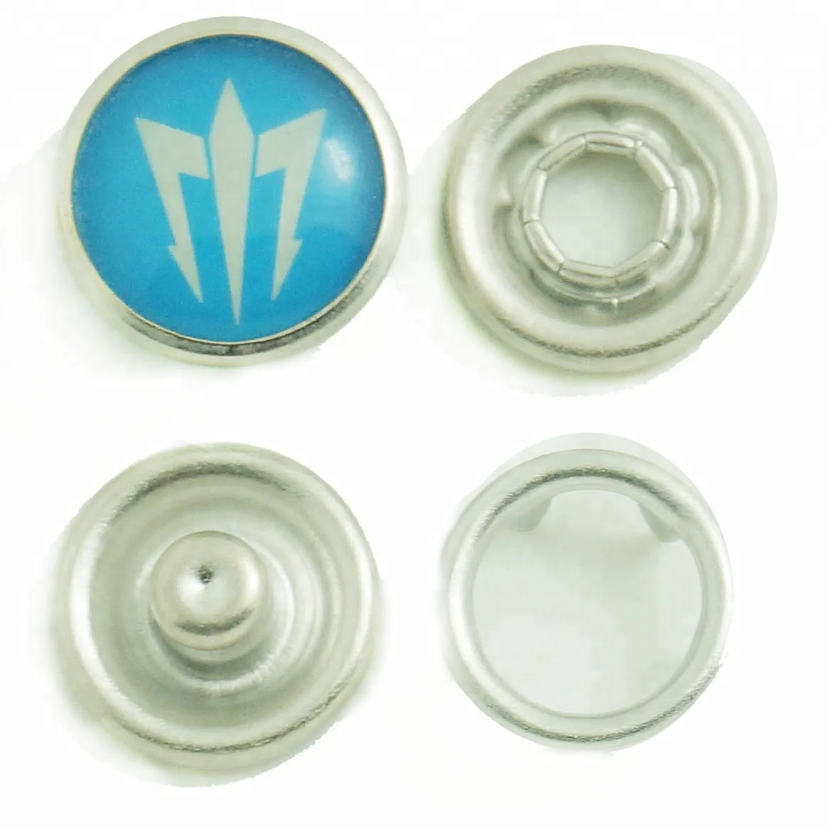 
custom four parts metal snap button with rhinestone or acrylic 