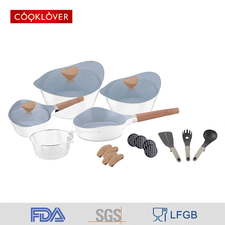 Cooklover 19 piece ceramic non-stick coating induction bottom sauce pan / soup pot /deep fry pan cookware set