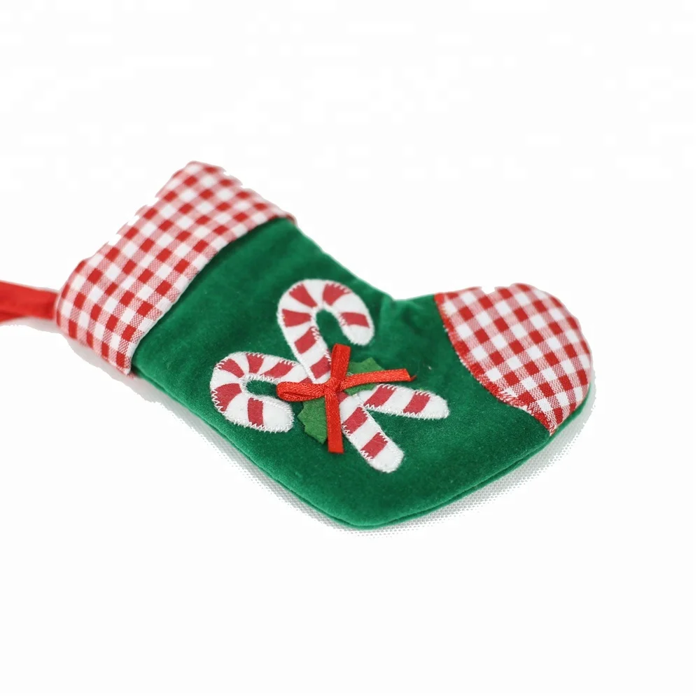 Applique Crutch Stocking Socks Imported Christmas Ornaments