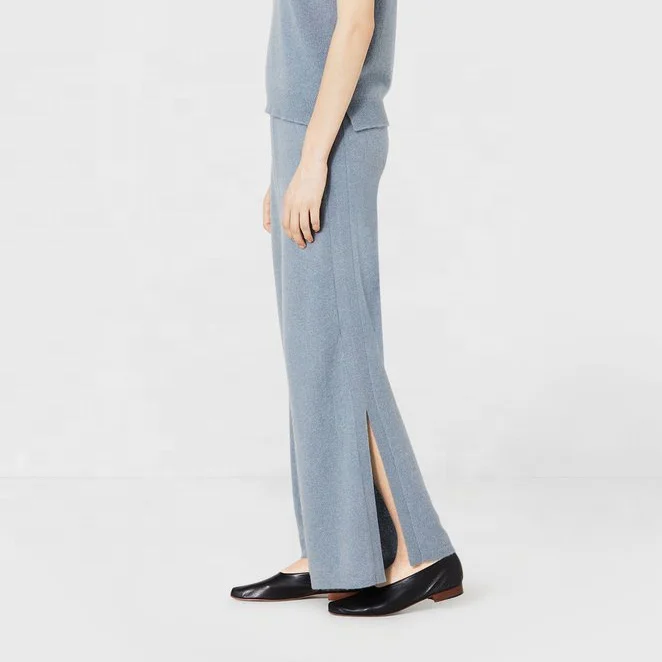 
High quality women pure cashmere pants wide legs trousers 