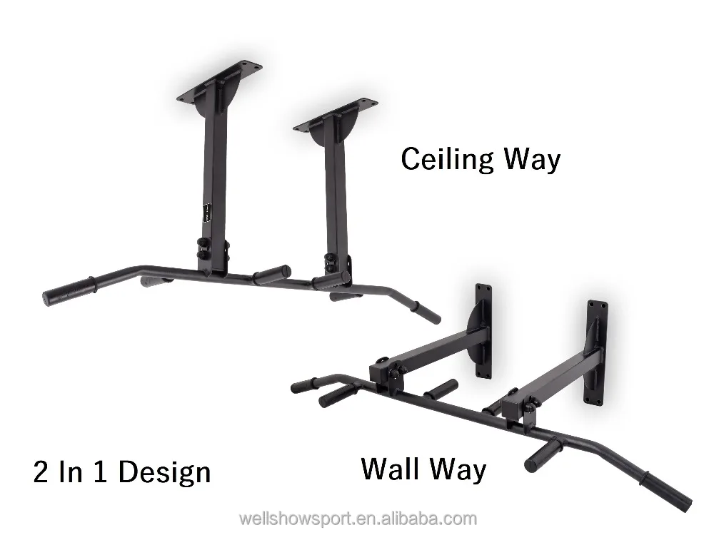 Wellshow Sport 2 In 1 Wall Ceiling Pull Up Chin Up Bar home gym, 6 grips Fitness Equipment
