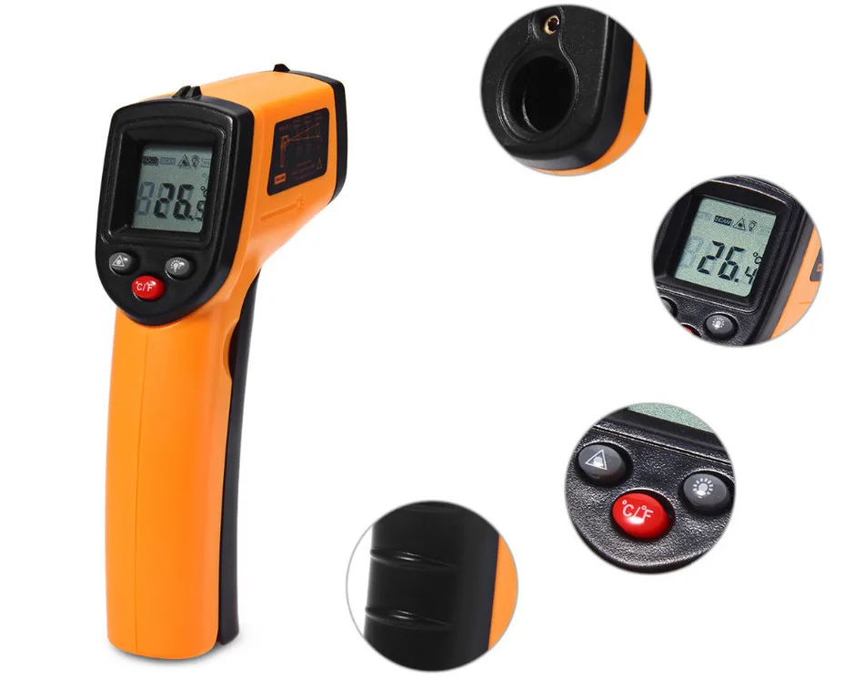 Hospital grade food temperature thermometer with non contact laser target for industrial use