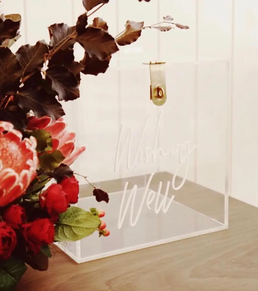 
Hot Sale Customized Size Acrylic Charity Donation Box Wedding Wishing Well box 